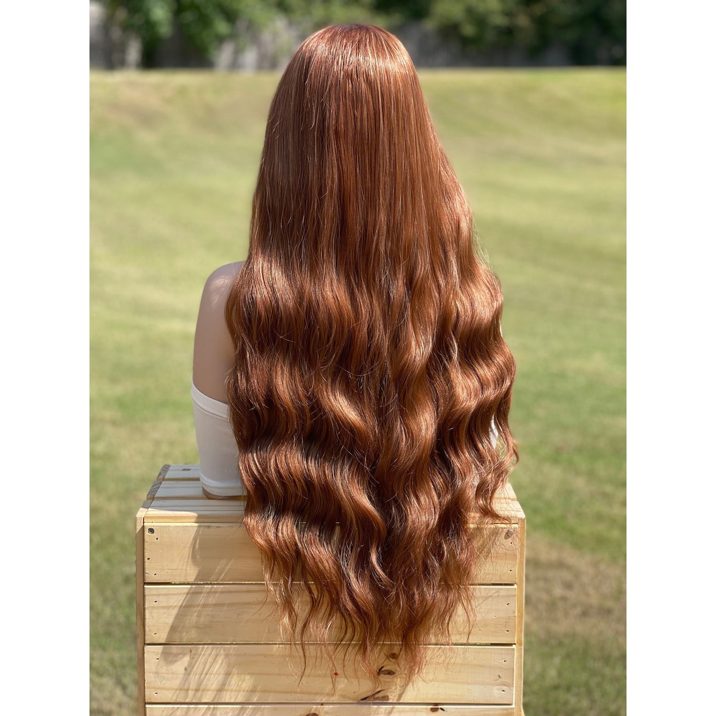 Ginger Copper Red Blonde Mix 13x3 Wavy Lace Front Wig Pre-Plucked Hair Line Heat Friendly Human Hair Blend Wig